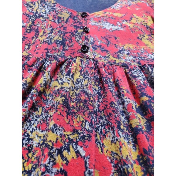 Anne Giorgio Dress Size Small Rayon Fall Red Gold‎ Long Sleeve Scoop Neck Drapey - Picture 9 of 10